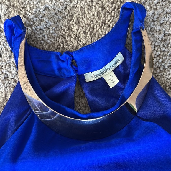 Charlotte Russe cobalt blue dress with gold banded - Picture 4 of 9